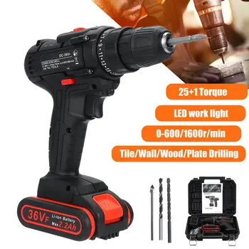 

25+1 Torque 36V Electric Screwdriver Cordless Drill With 1or 2 Battery Rechargeable DIY Home Hand Drill Powers Tools 2200mAh