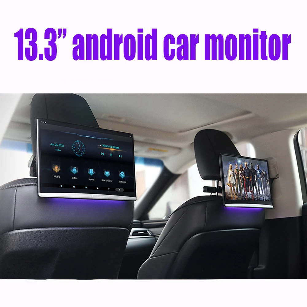 Car Tv Headrest Monitor Touch Screen 13.3 Inch Android 4k 1080p Wifi/bluetooth/usb/hdmi/airplay