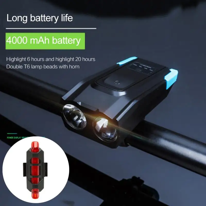 4000mAh Induction Bicycle Front Light Set USB Rechargeable Smart Headlight With Horn 800 Lumen LED Bike Lamp Cycling FlashLight | Спорт и