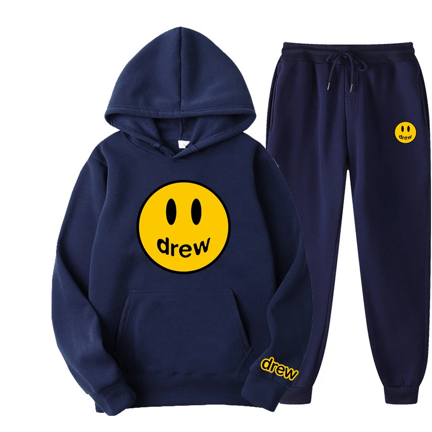 mens 2 piece set drew house 2022 Justin Bieber Fashion Man Tracksuits Mens Autumn Winter Brand Hoodies Jogging Suits Streetwear Athletic Sets mens jogger sets