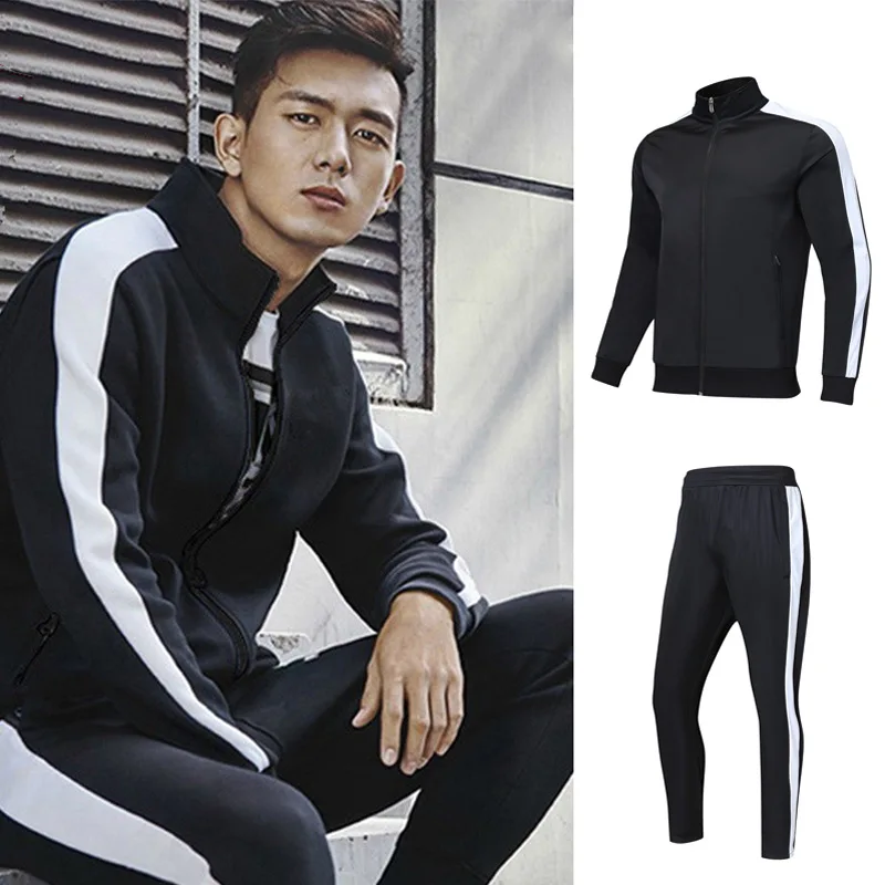 

Men Tracksuit Set Polyester Sweatshirt 2020 Spring Sporting Fleece Jacket + Pants Casual Men's Sports Suit Men's Sportswear 5XL