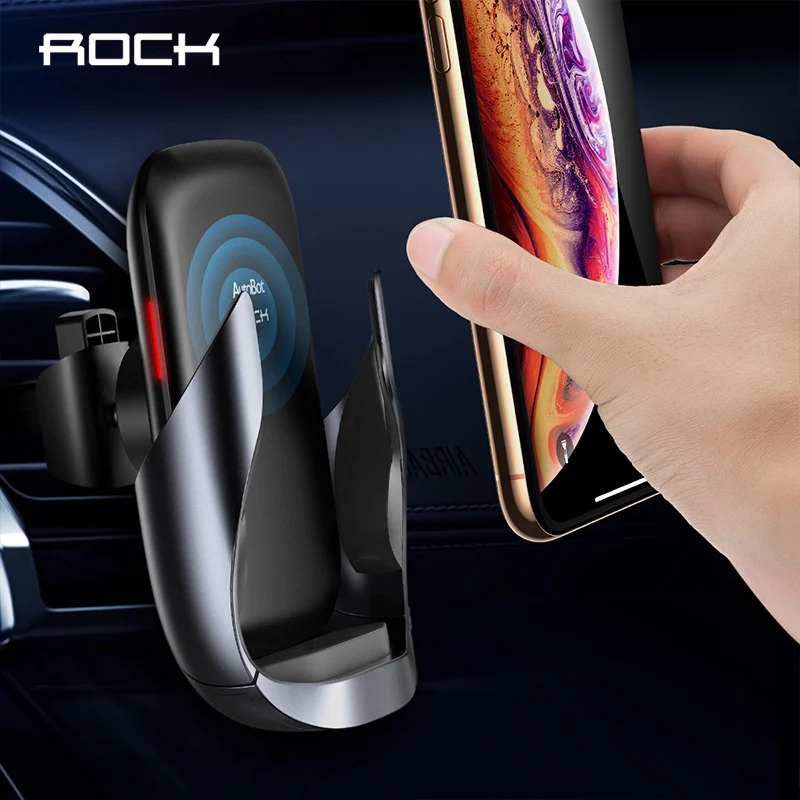 

ROCK Metal Car Phone Holder Qi Wireless Charger for iPhone X,10W Wireless Gravity Car Charger Holder for Samsung S10 S9