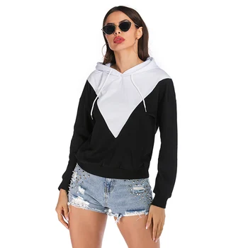 

New Fashion Women Long Sleeve Stitching Hoodie Top Casual Breathable Sweatshirt for Autumn H66