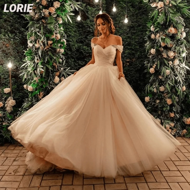 

LORIE винтажные пышные тюлевые Свадебные платья с открытыми плечами сердечком с коротким рукавом Свадебные платья принцессы для женщин 2022 robe de Bride