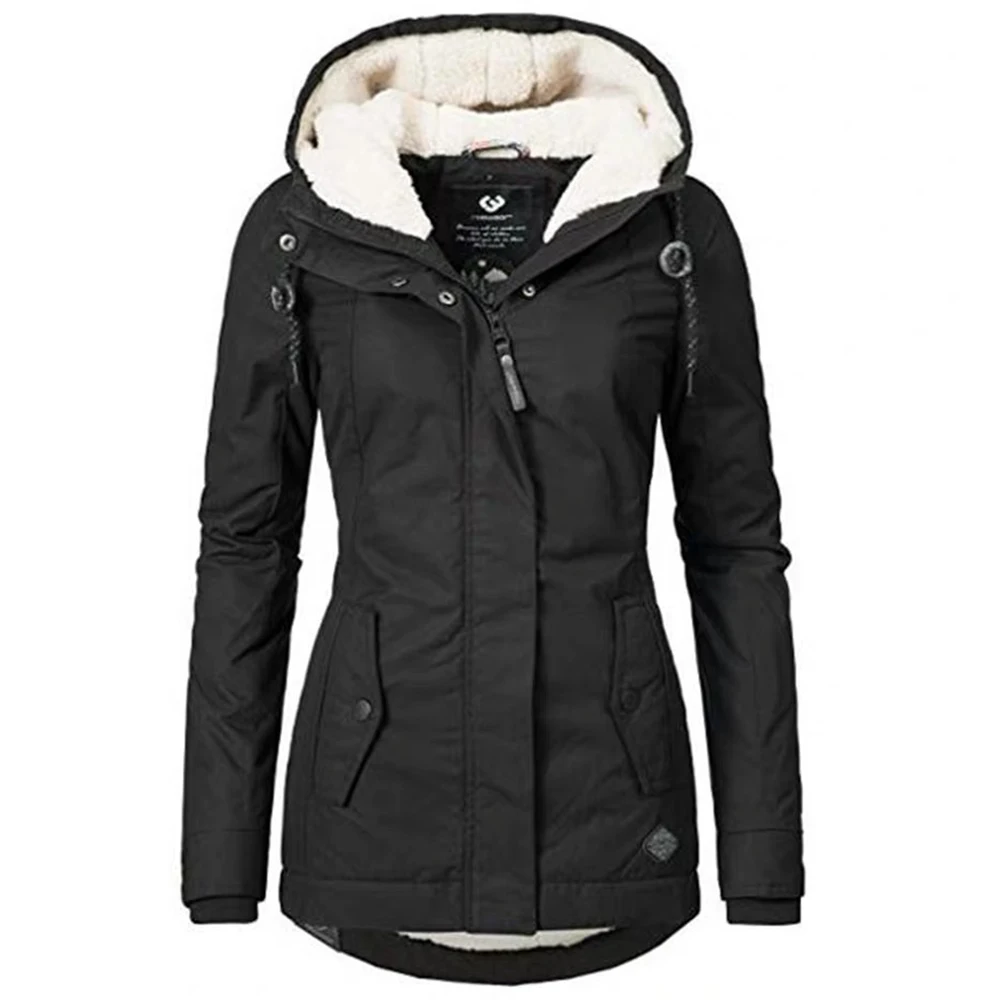 Для женщин зимние Повседневные куртки пальто Модные средней длины стеганая куртка с капюшоном из толстого хлопка; теплая женская уличная куртка размера плюс D20