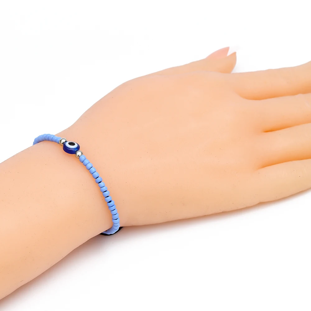 Lucky Eye Miyuki Bead синий браслет evil Eye Плетеный Браслет-цепочка Strand браслет регулируемые ювелирные изделия для женщин и мужчин EY6483