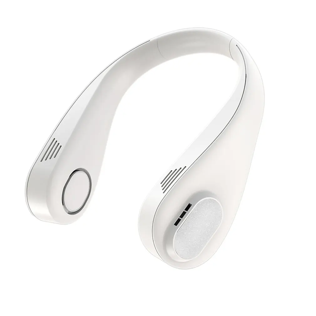 Mini ventilador eléctrico para deportes al aire libre, dispositivo silencioso con diseño de fibra Horizontal, sin hojas, para colgar en el cuello