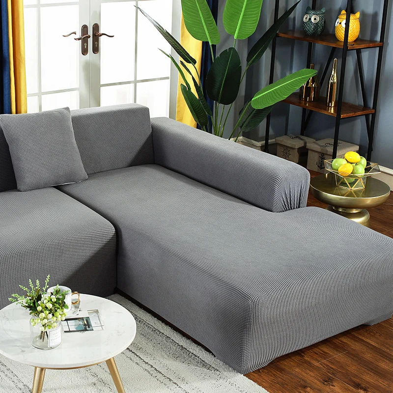 Elastic Sofa Cover Spandex Corner Sofa Couch Slipcover Chair Protector Living Room Elastic Spandex Slipcovers 1/2/3/4/5 Seater 5