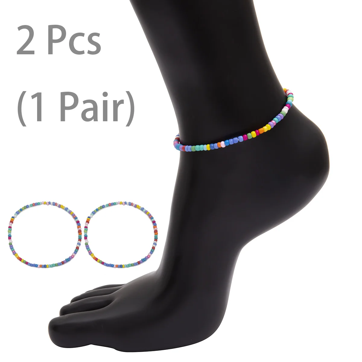 SHIXIN Бохо Радуга ноги/лодыжки браслет для женщин маленький красочный браслет на ногу из бисера браслет талисманы эластичный бисерный браслет на ногу - Окраска металла: S05-2