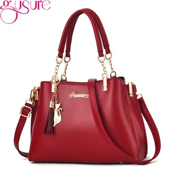 

Gusure PU Leather Ladies HandBags Women Messenger Bags Totes Tassel Designer Crossbody Shoulder Bag Female Handbags Hot Sale