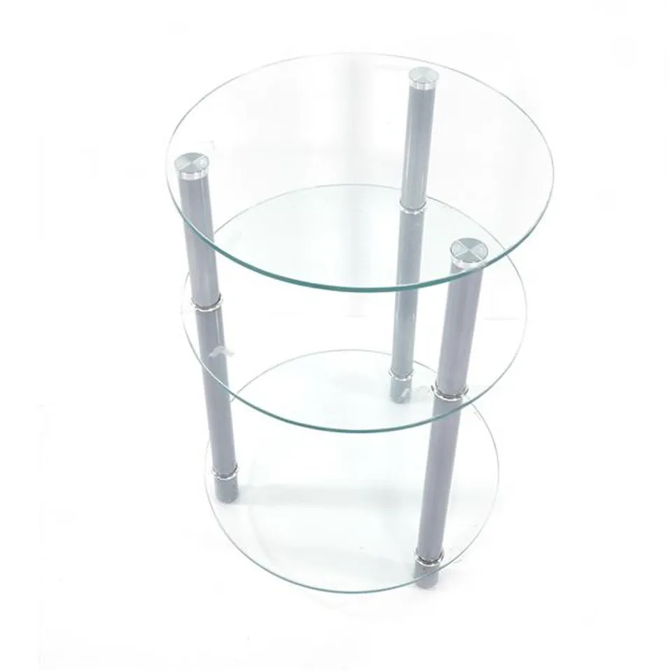 Exquisite Three Tiers Round Tempered Glass Side Table White For Home Supplies Office Table Coffee Tables Aliexpress
