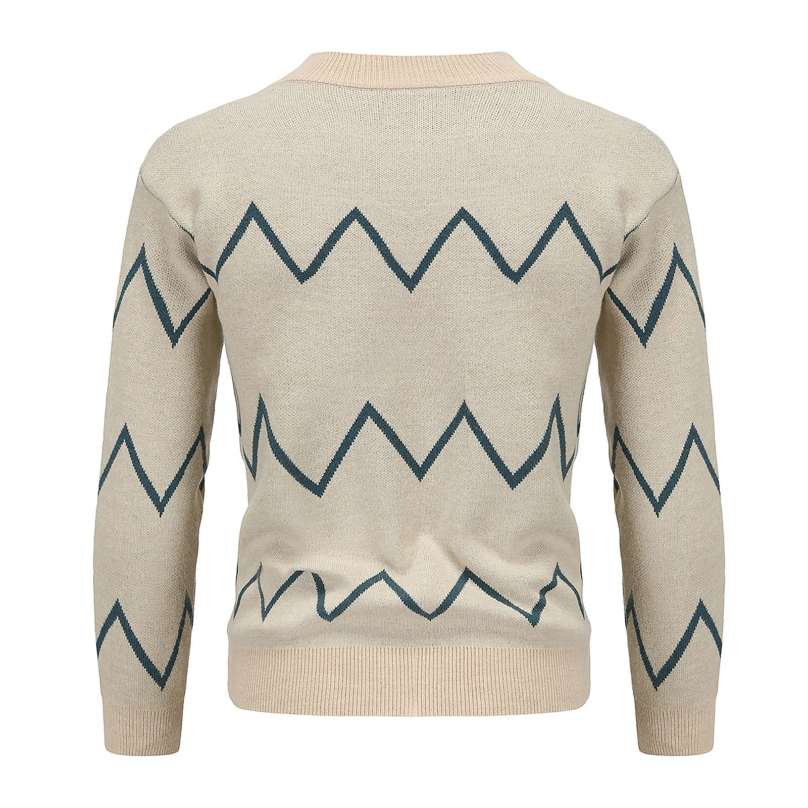 Men's Turtelneck Sweater Casual Knitting Pullovers Autumn Winter Loose Head Standing-collar Electrocardiogram Sweater Top 2