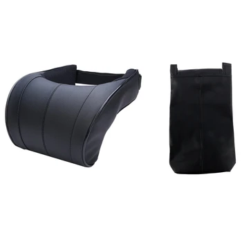 

1Pcs Pu Leather Auto Car Neck Pillow Memory Foam Pillows & 1x PU Leather Napkins Paper Holder Tissue Box Container