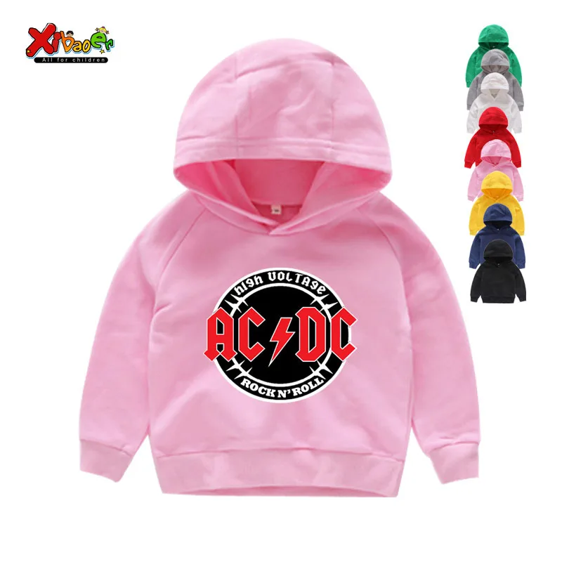 Детская одежда с принтом ACDC, комплекты для детей 2, 3, 4, 5, 6 лет, костюм для дня рождения, спортивные костюмы для мальчиков, детские спортивные костюмы ACDC, худи, топ, штаны, 2 предмета - Цвет: Kids Hoodies