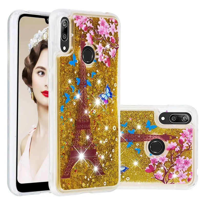 

Huawei Y7 2019 Case Silicon Cover For Huawei Y7 Pro 2019 Y7 Prime 2019 Fashion Liquid Glitter Quicksand Shockproof Phone Cases