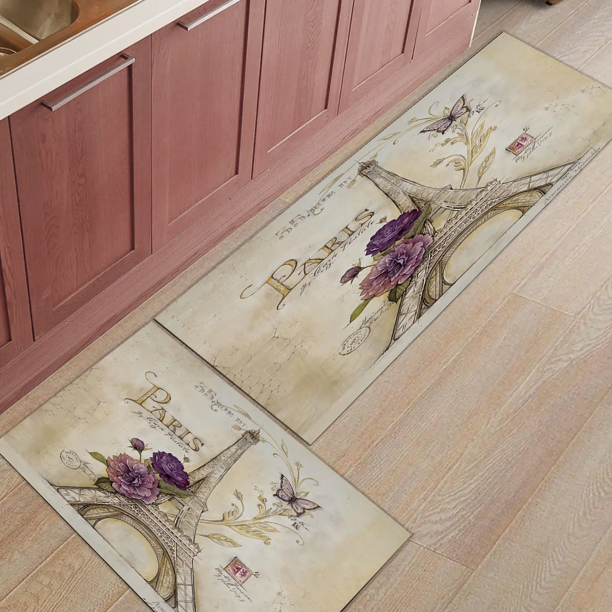 2 шт. Коврики для кухни винтажные Парижская башня бабочки коврики для входной двери ванной комнаты гостиной двери коврики домашний декор