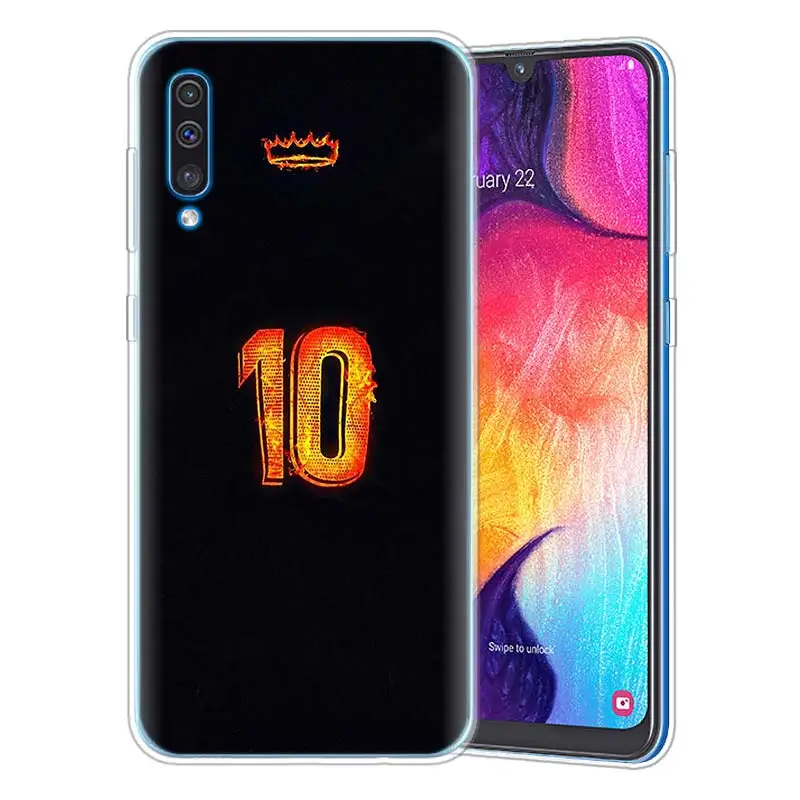 Футбол номер 10 Чехлы для samsung Galaxy A50 A20 e A70 A80 A60 A40 A30 A10 s A9 A7 A8 A6 плюс силиконовый чехол для мобильного телефона чехол Coque