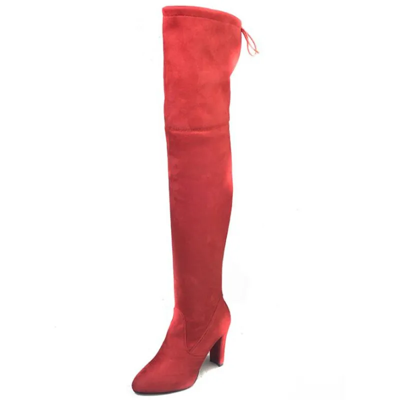 Новые женские сапоги теплые зимние женские Сапоги выше колена на высоком каблуке из бархата модные повседневные женские сапоги для верховой езды - Цвет: 02 zipper