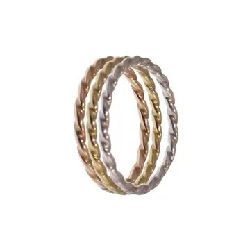 

Triple ring twisted silver ring combined with three colors