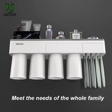 UNITOR пластиковая настенная подставка для зубных щеток монтируемая автоматическая Зубная паста диспенсер стойка для хранения косметики аксессуары для ванной комнаты Набор