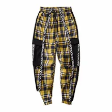 Модные клетчатые мужские брюки с карманами длиной до лодыжки, стиль, свободные спортивные брюки с принтом в стиле хип-хоп, мужские повседневные брюки-карго