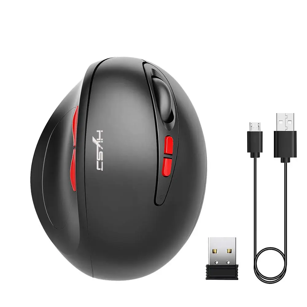 Перезаряжаемая беспроводная мышка эргономичная оптическая 2 4G 1200/1600/2400 dpi свет