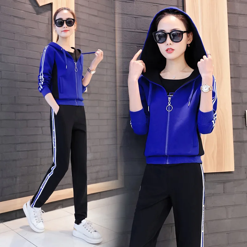 

Casual WOMEN'S Suit 2018 Spring Clothing New Style Korean-style Loose And Plus-sized Hooded Student Uniform-Style Sports Clothin