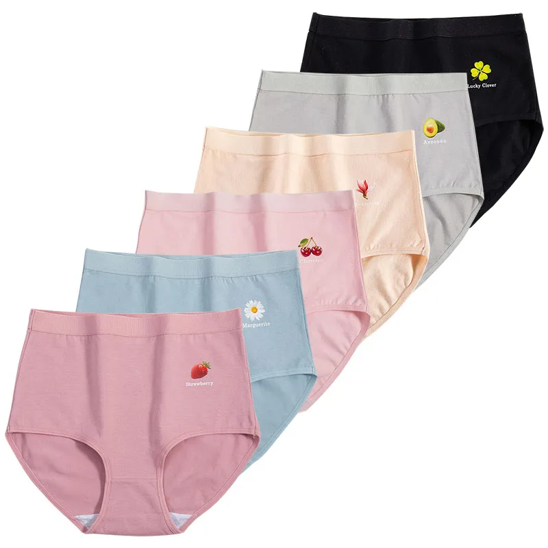 6pcs Women\'s underwear cotton Panties high waist high quality lingerie breathable wholesale large size 40-90kg cute Briefs