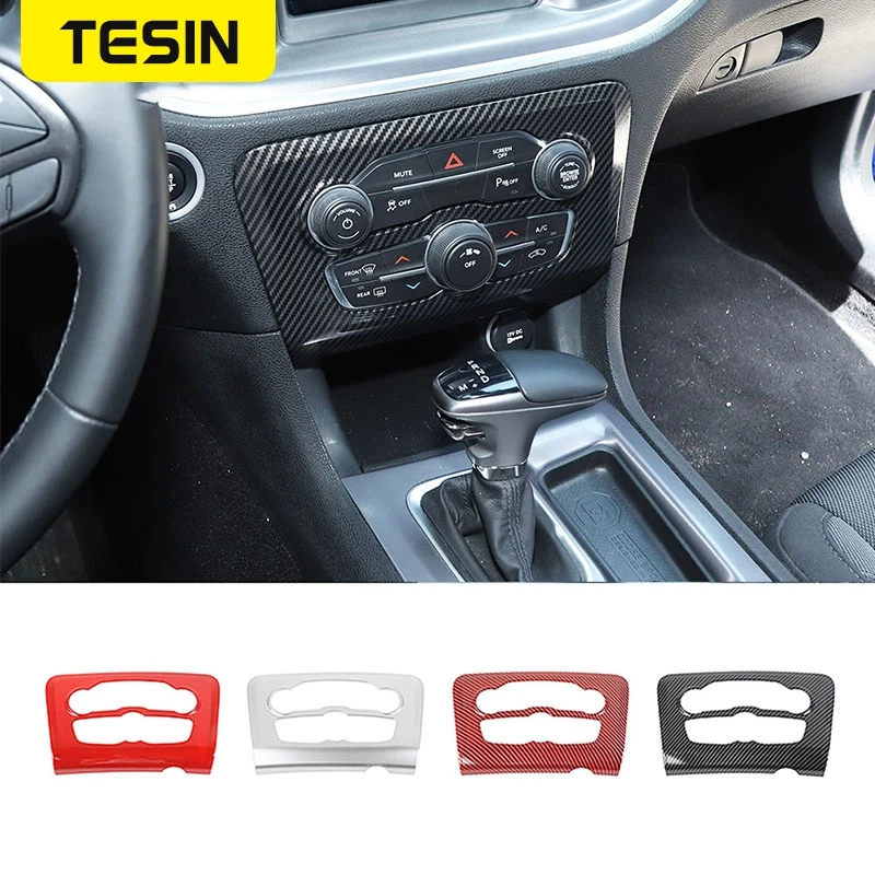 

TESIN Interior Mouldings Air Conditioning Control Panel Decoration Cover Internal Stickers Accessories For Dodge Charger 2015+