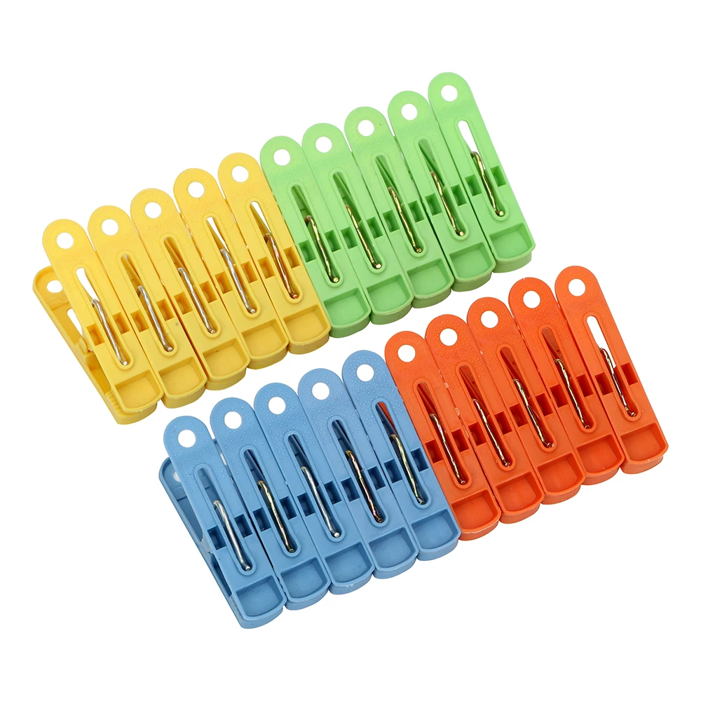 16 Pcs Assorted Colors Plastic Pegs Laundry Clothes Washing Line Clips Household 