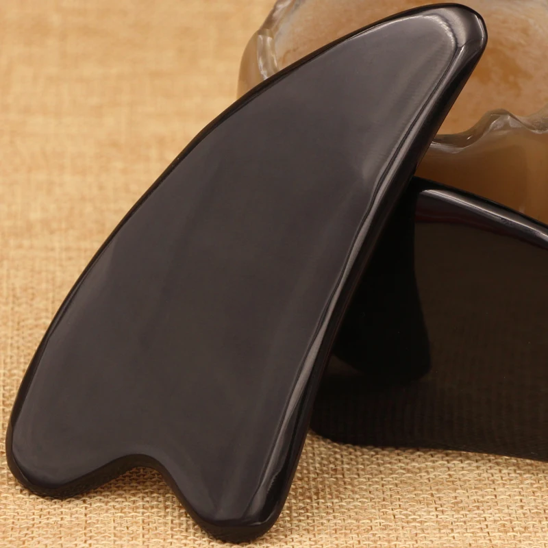 

Buffalo Scraping Plates Chinese Traditional Acupuncture Massage Face Body Tool Therapy Natural Black Bian Ox Horn Gua Sha Board