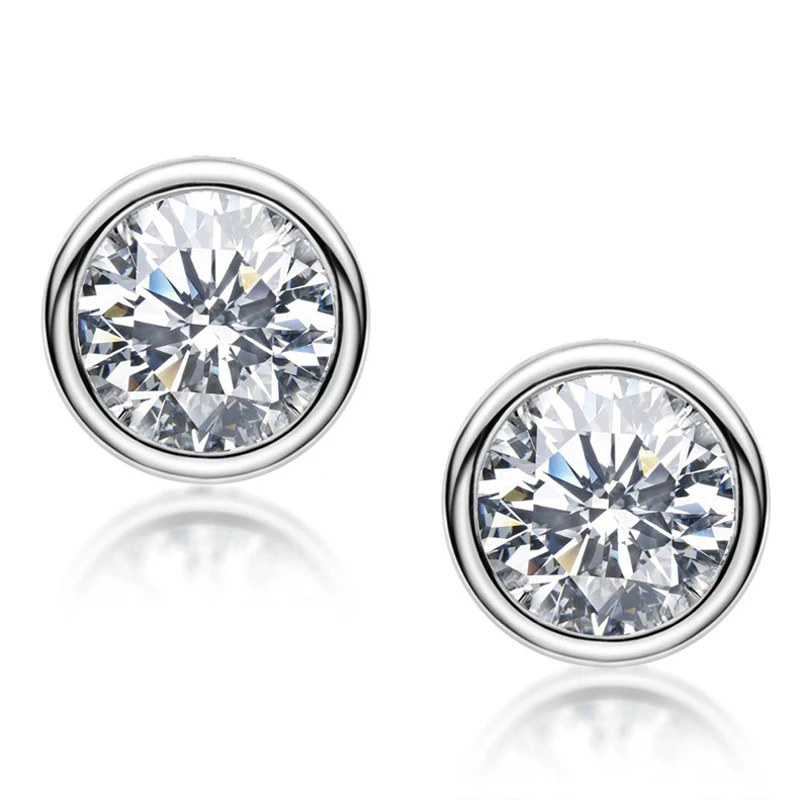 UMQ Real 0.5 Carat Moissanite Stud Earrings For Women Top Quality 100% 925 Sterling Silver Sparkling Engagement Party Jewelry