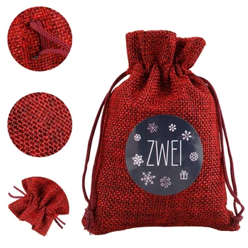 

Christmas DIY Advent Calendar Countdown 1-24 Numbers Bag Candy Storage Pouch Double Drawstring Design