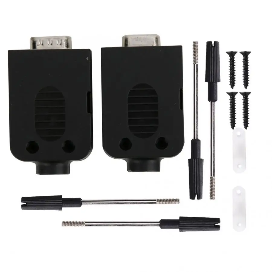 

2Pcs DB9 9Pin Screw Serial Connector to Wiring Terminal Male Female Adapter COM transfer-free solder terminals with Case