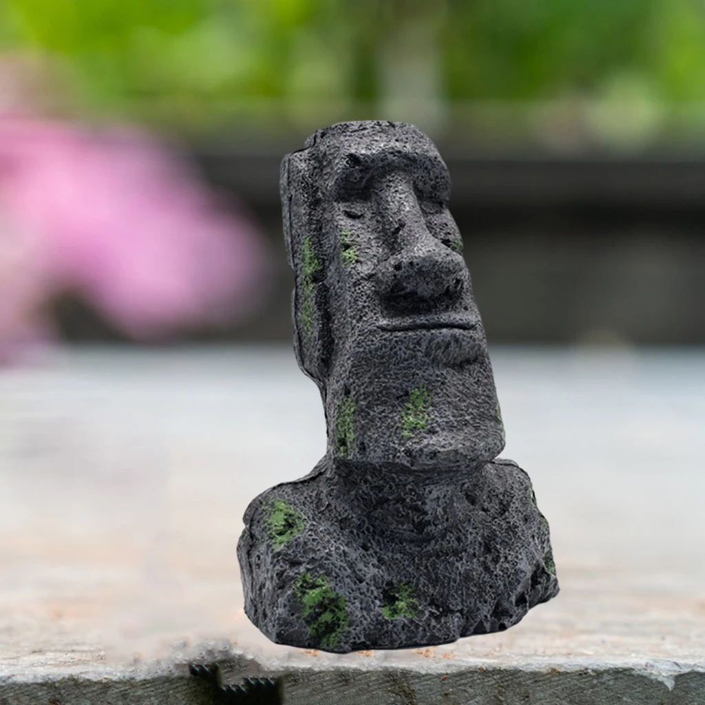 Statua Ornamento Giardino Moai / Tiki In Cemento - Testa Di Pietra Stile Isola Di Pasqua