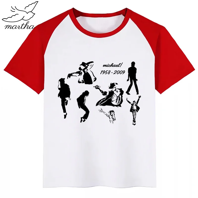 Майкл Джексон MJ The King of The Pop/футболка для маленьких мальчиков и девочек топ для маленьких мальчиков, Детская футболка с принтом, Забавные футболки Летние футболки с короткими рукавами - Цвет: RedK