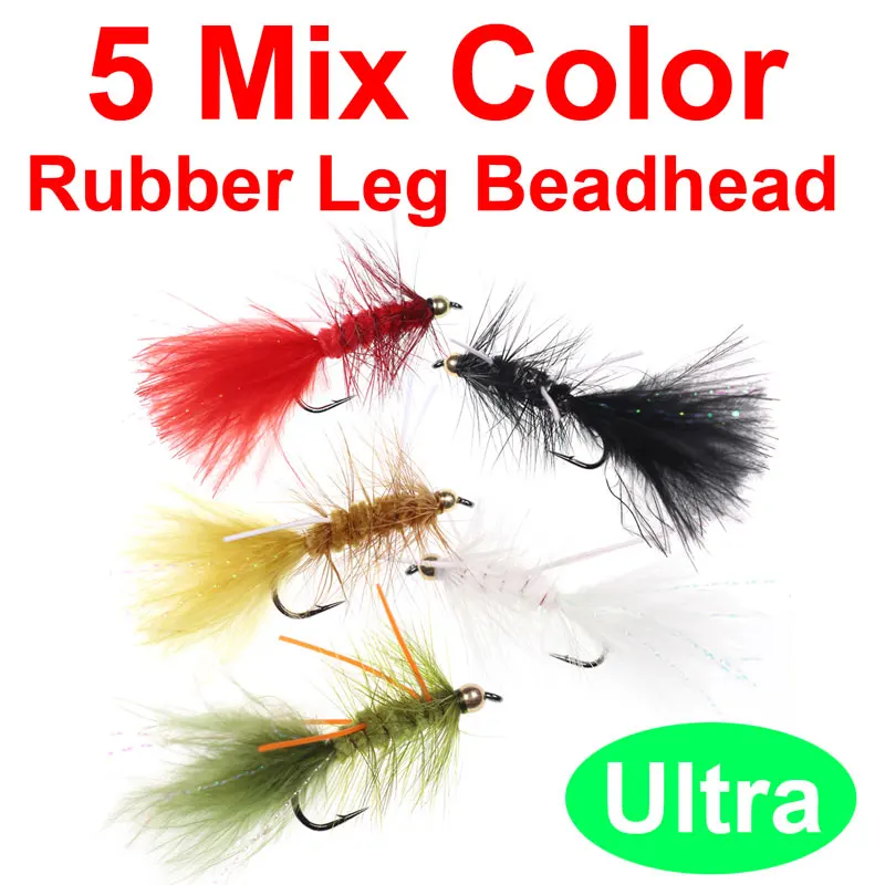 ultra rubber leg Wifreo 5 шт. Кристалл бисера головы шерстянный буггер Стример Летать оливковый Коричневый Белый Черный Красный Размер 4 6 8 - Цвет: ultra rubber leg