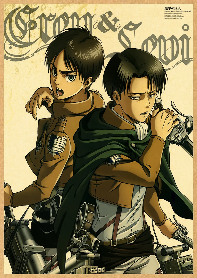 Attack on Titan Anime Poster Decor For Home Posters Room Wall Pictur Kraft Paper Retro And Prints Art Bar Cafe Stickers