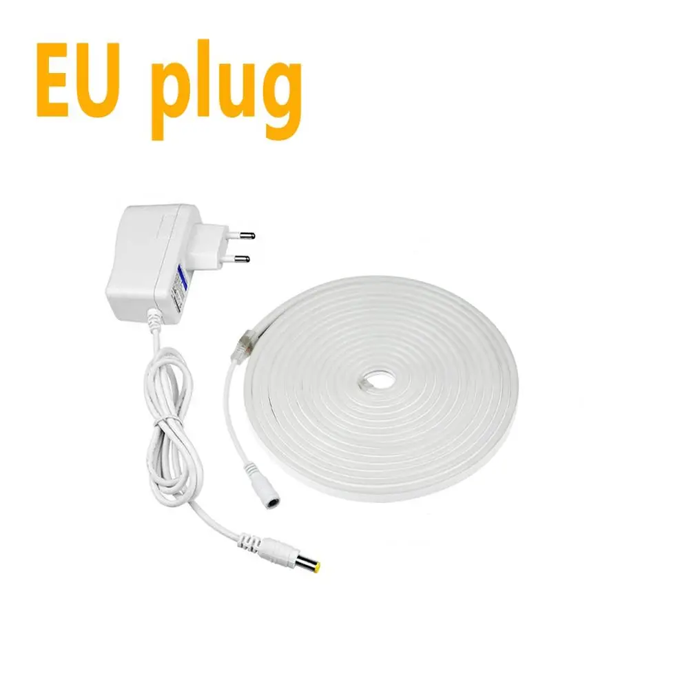 EU power supply Set Гибкий Мягкий светодиодный светильник 12 В для кухни, неоновая лампа 1 м 2 м 3 м 4 м 5 м, задний светильник, лента для шкафа, Домашний Светильник ing - Цвет: EU power supply Set