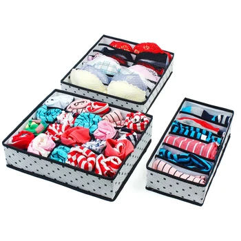

3PCs Foldable Underwear Organizer Bra Tie Scarf Socks Cloth Storage Box Container Wardrobe Closet Organizer Drawer Dividers Case