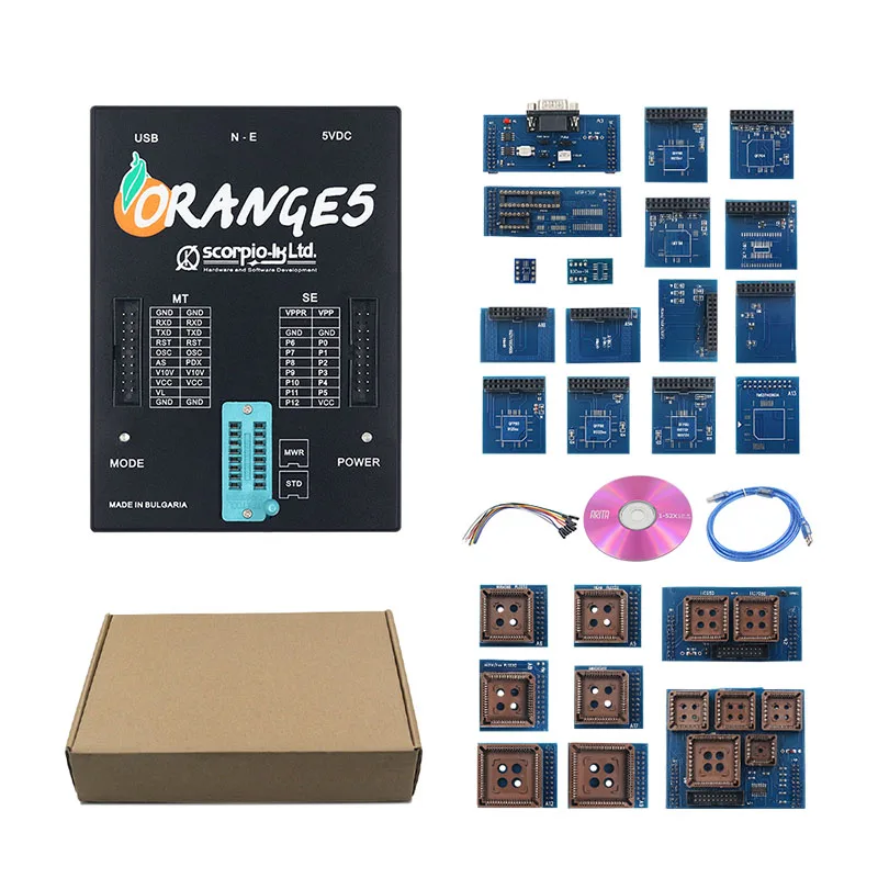full set with gift Профессиональный Оранжевый 5 программатор OEM Orange5 программатор с полным адаптером и программным обеспечением для XP WIN7 WIN8 DHL бесплатно - Цвет: full set with gift