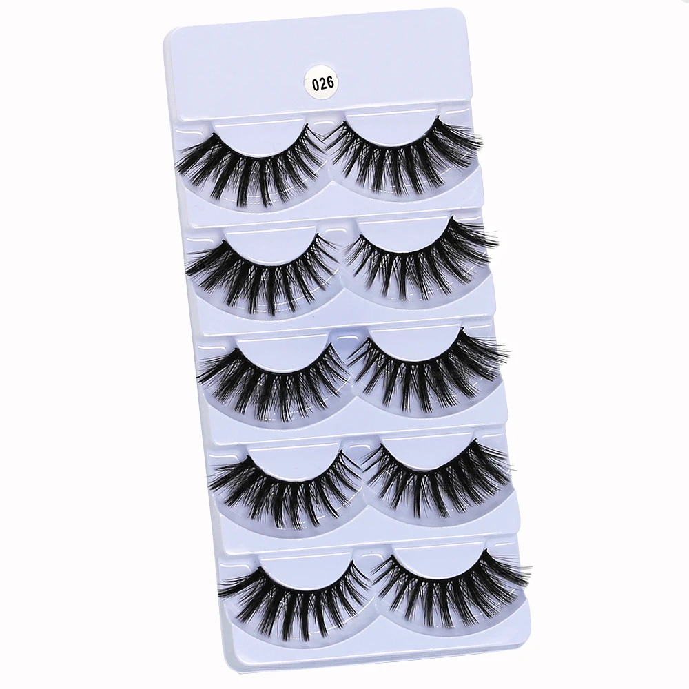 

WOMELL 5 pairs Mink Lashes Natural Long False Eyelashes Volume Fake Lashes Makeup Extension Eyelashes maquiagem
