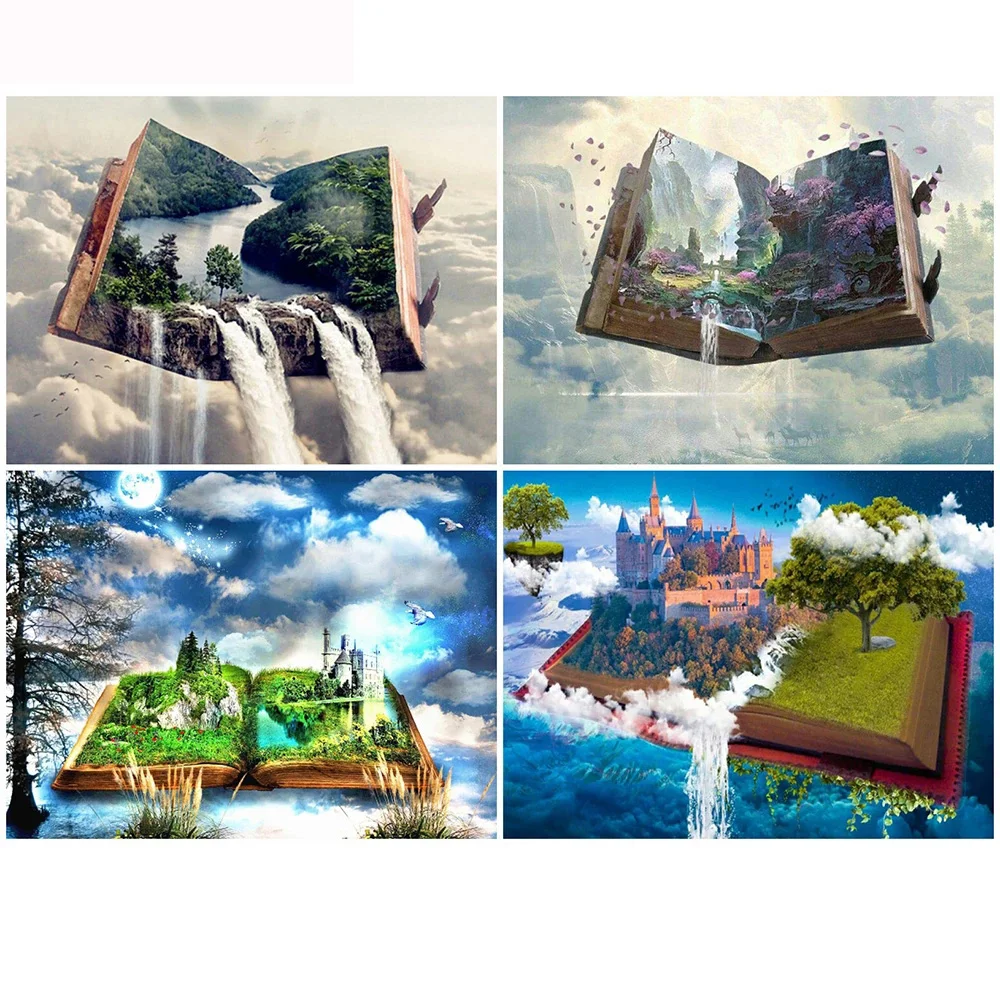 Алмазная 5D картина сделай сам с изображением леса водопада ручная работа подарок