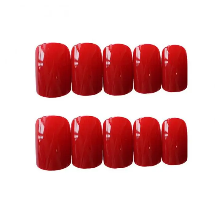 24 шт красные накладные ногти квадратная средняя длина съемные искусственные ногти маникюр искусственные узоры для ногтей с клеем поддельные ногти набор
