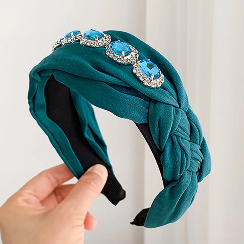 

ZHINI New Elegant Fashion Lake Green Hairband for Women Luxury Zircon Rhinestones Wedding Hair Accessories Jewelry 2020