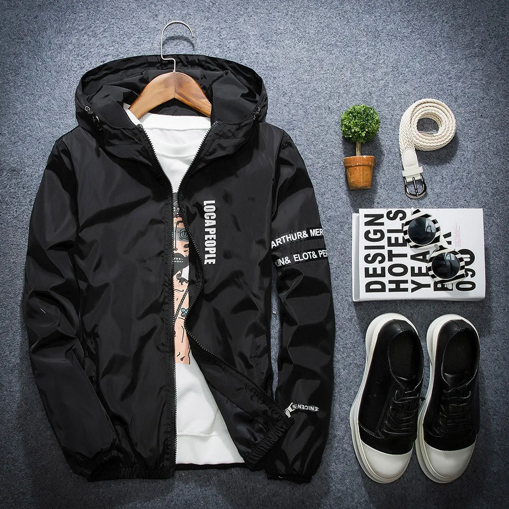 

Men Spring Autumn Just Windbreaker Jacket Mens Plus Size Jaqueta Masculina White Hooded Waterproof Bomber It Jacket Suprem Off
