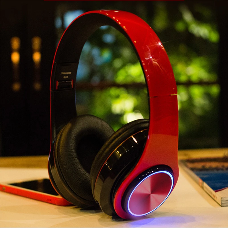 b39 auriculares plegables portatiles con bluetooth dispositivo con reproductor de mp3 y microfono luces led de colores auriculares inalambricos