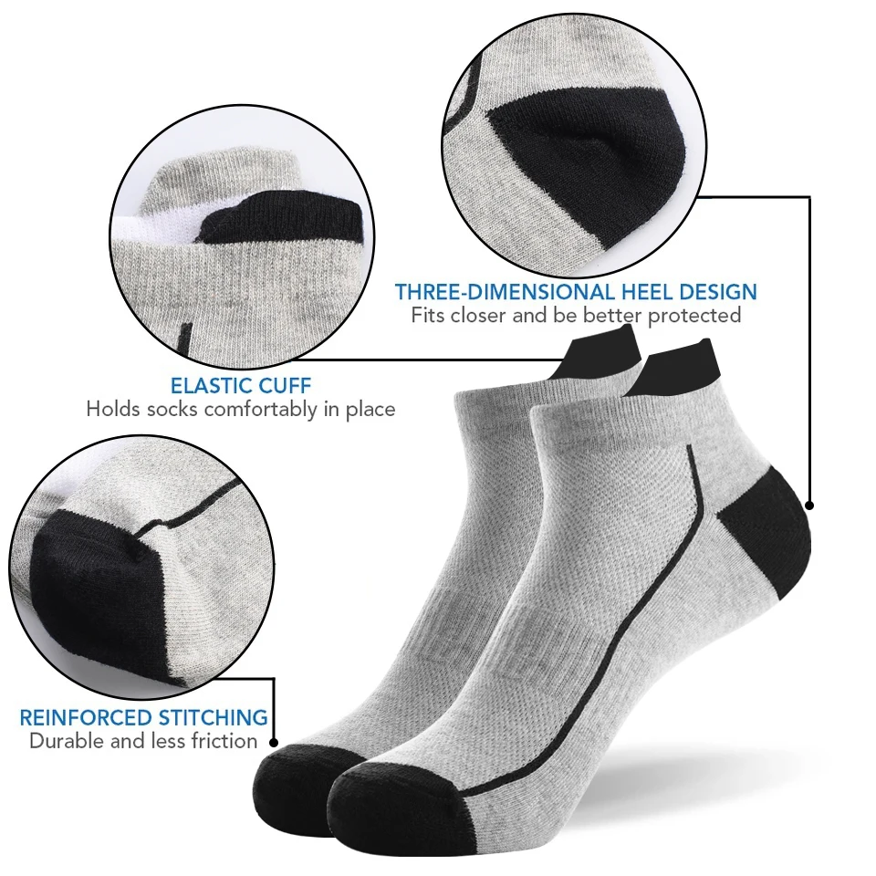 Chaussettes en coton biologique pour hommes, 5 paires, maille tricotée fine, chaussettes courtes d'été respirantes à séchage rapide pour le cyclisme, grande taille 40-48