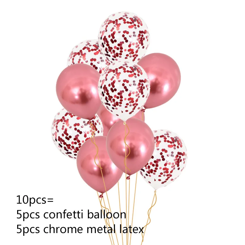 10pcs mix red 14 шт. Сердце Звезда Золотой воздушный шар "Конфетти" с днем рождения металлический хромированный шарики, День подарков будущей матери Свадебный декор баллоны с гелием - Цвет: 10pcs mix red