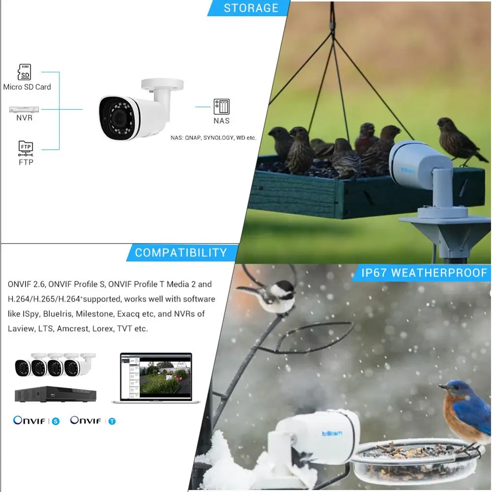 Brillcam 4K UHD IR Bullet IP камера с 2 8 мм 3X моторизованный оптический зум объектив PoE